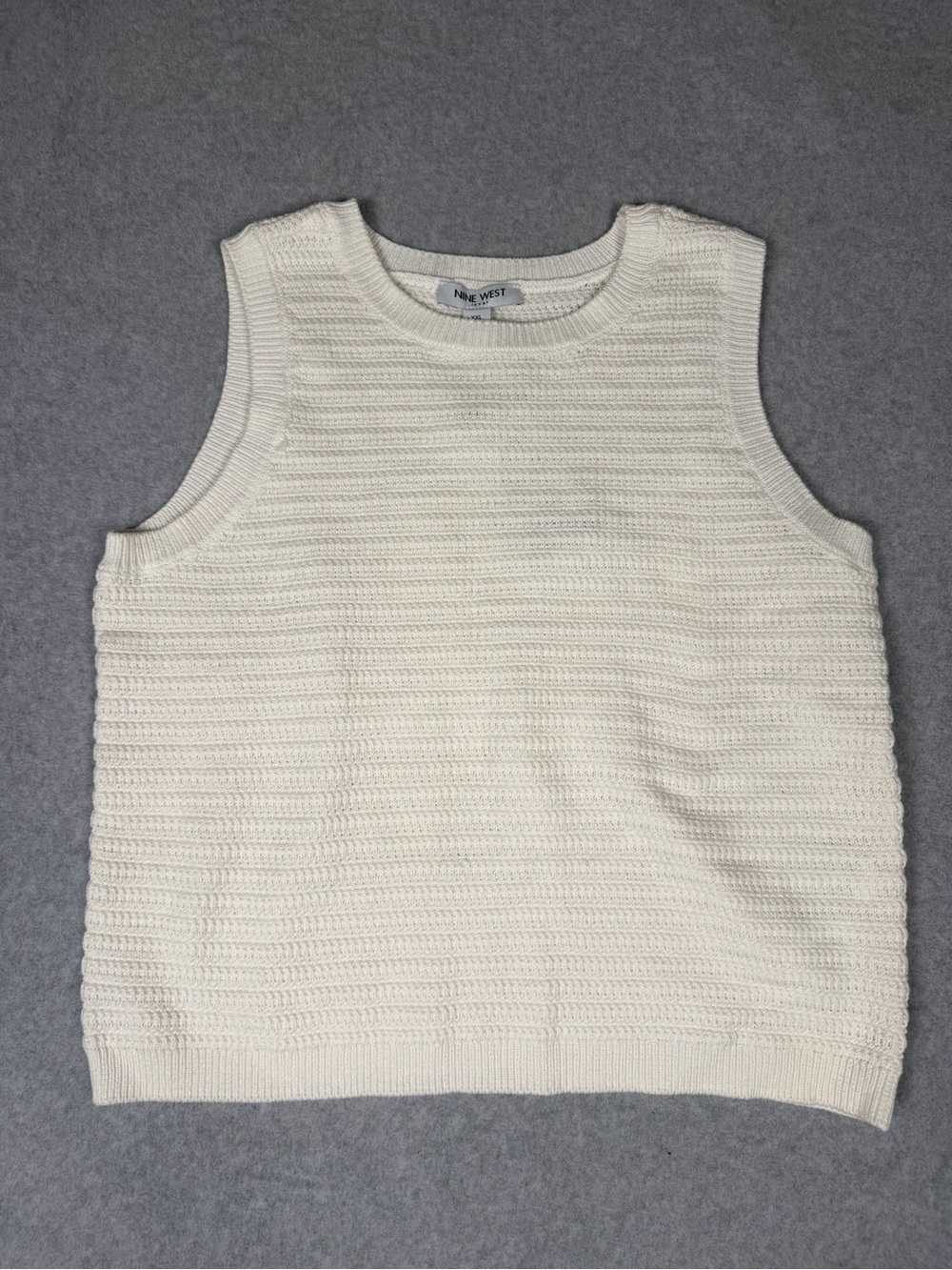 Nine West Women’s Cream Knit Crochet Sleeveless Sweater Vest Tank Top